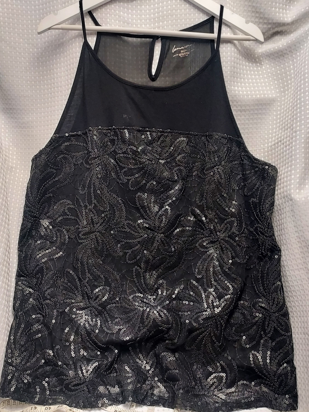 Lane Bryant Black Sequin Halter Camisole
